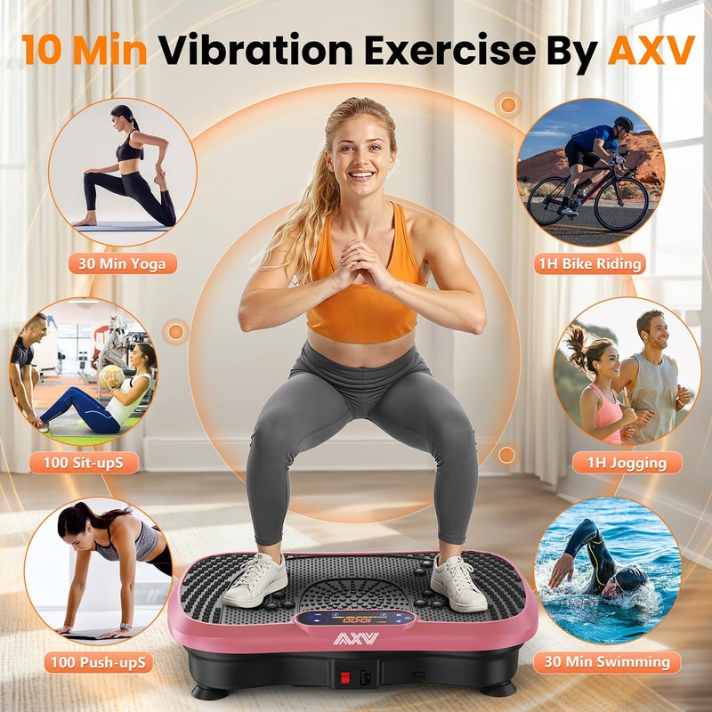 AXV Vibration Plate Fitness Platform Exercise Machine Vibrating Shaking Full Body Shaker Workout Vibrate Stand Shake Board Sport Gym for Weight Loss Fat Burner for Women Men - Image 2